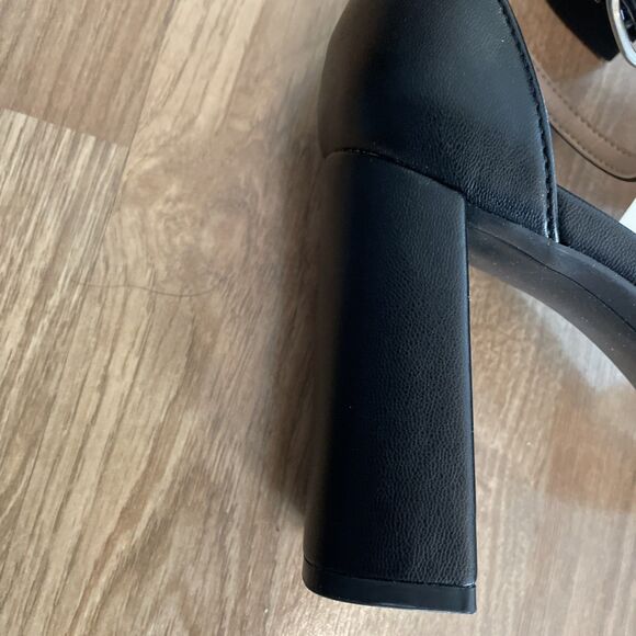 A New Day Shelly Heels Black 8 Wide Women’s Ankle Strap Block Memory Foam NEW - Picture 16 of 16